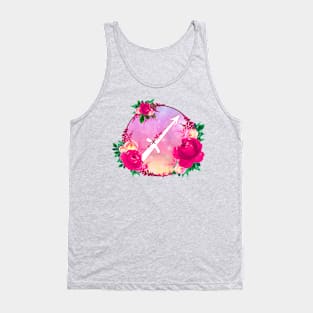 Sagittarius Zodiac Horoscope Pink Floral Monogram Tank Top